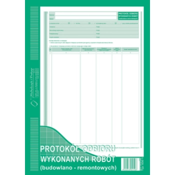 Protokół odbioru wykonanych robót A4 606-1